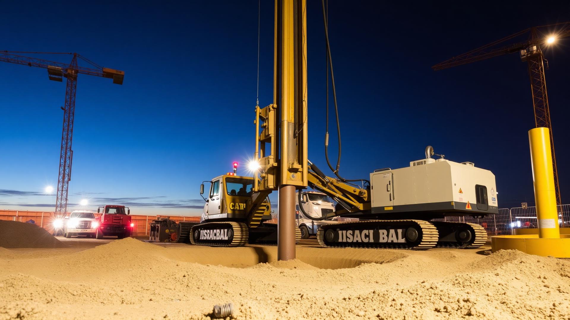 Equipamento de estaqueamento em obra